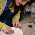 Rebecca Brown working in her studio 2019